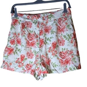 Skies Are Blue Floral Linen Blend Shorts Size M